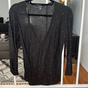 Polka dot 3 quartered sleeve lucky brand blouse